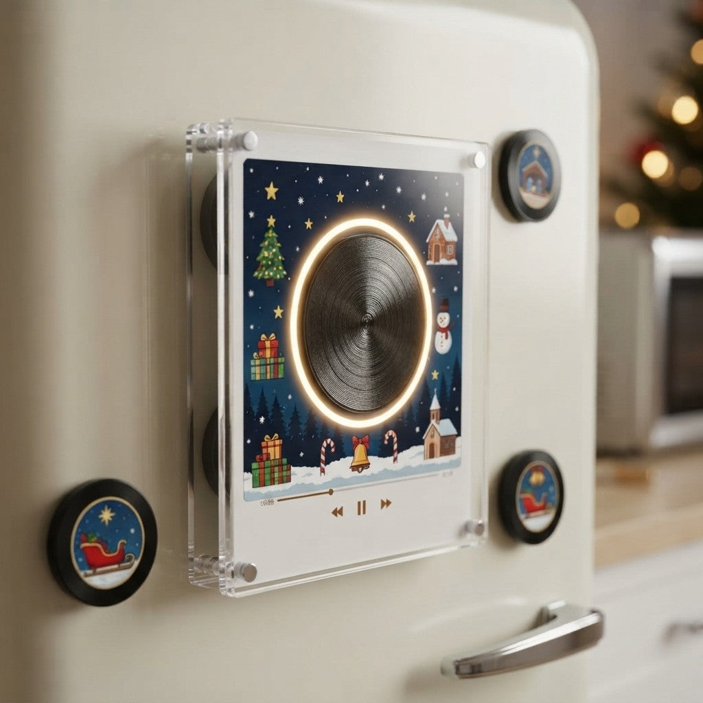 Christmas Retro Vinyl Fridge Magnet Music Box