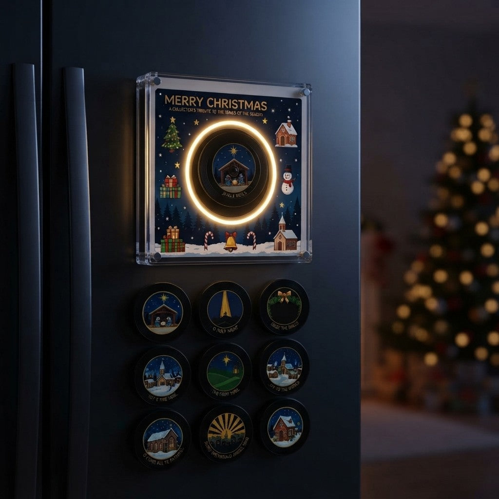 Christmas Retro Vinyl Fridge Magnet Music Box