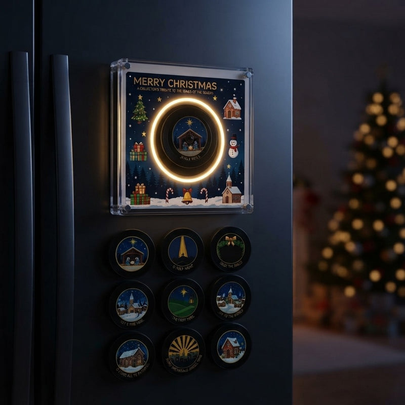 Christmas Retro Vinyl Fridge Magnet Music Box